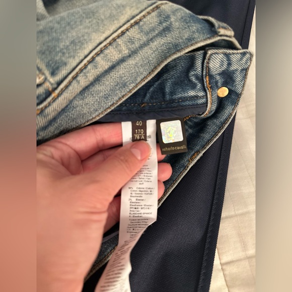 Roberto Cavalli Embroidered Vintage Effect Jeans In Blue, size IT 40. - Picture 11 of 13